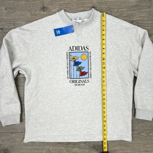Adidas Sweatshirt Size Medium Mens Grey Global Sport Crewneck Sweater